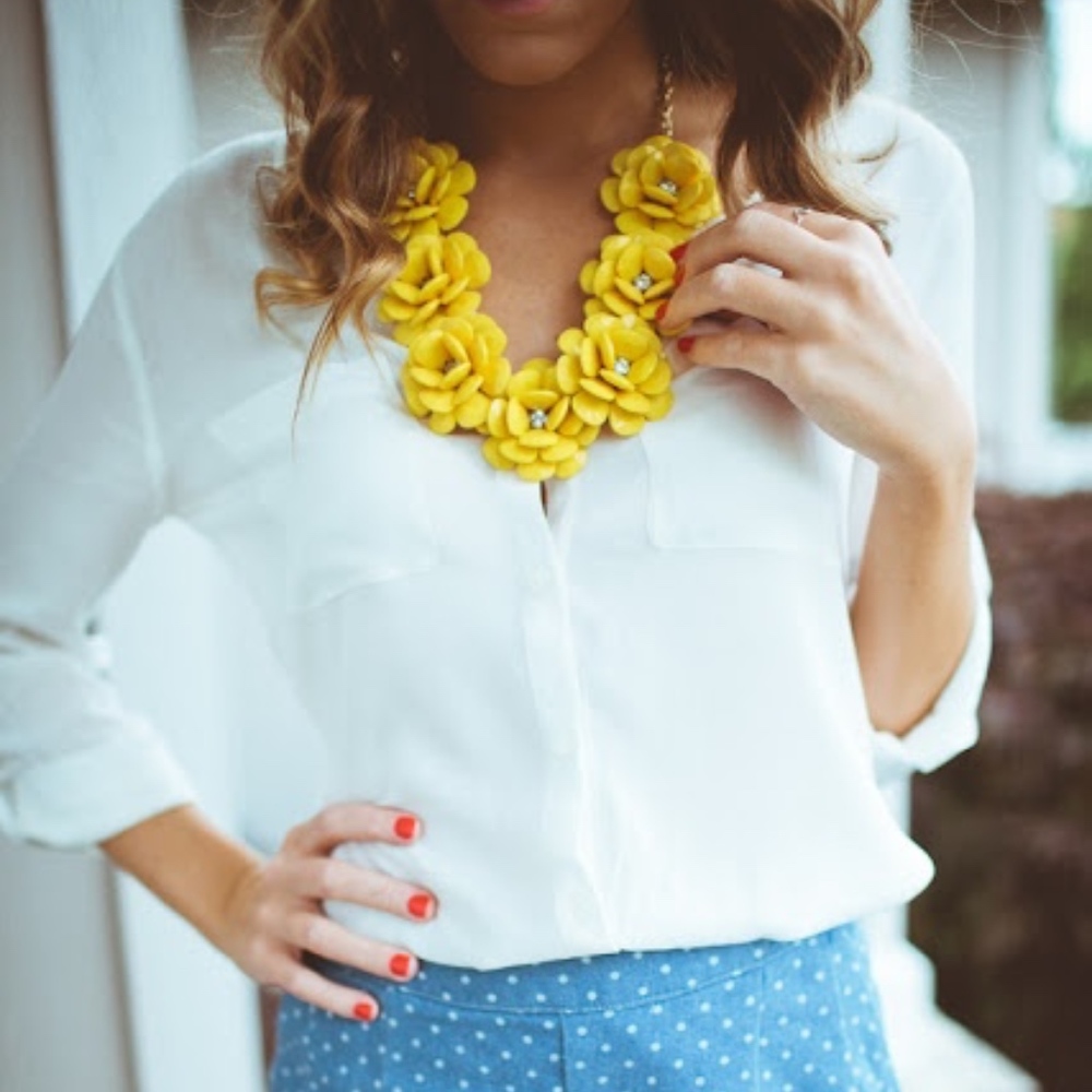 J. Crew Periwinkle Blue Flower Necklace